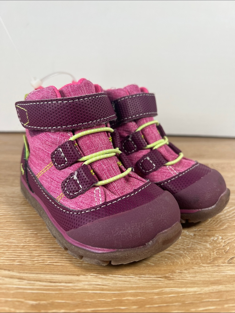 See Kai Run Sam II Pink High-Top Waterproof Boots with Hook & Loop Closure